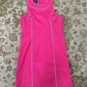 Dress. Pink with white piping detail